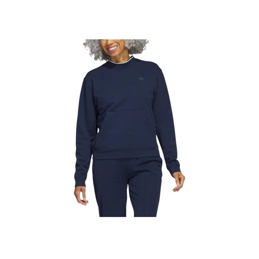 Adidas Solid Color Logo Print Crew Neck Sweatshirt Women Sweatshirts Blue HT1274