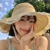 Кружевная кружевная соломенная шляпа для женщин, летняя пляжная выходная дышащая солнцезащитная шляпа с большими полями
