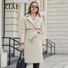 ZIAI 2023 НОВАЯ женская весенняя куртка с длинным поясом, классический двубортный плащ с большими лацканами, тонкие хлопковые парки ZM-20297