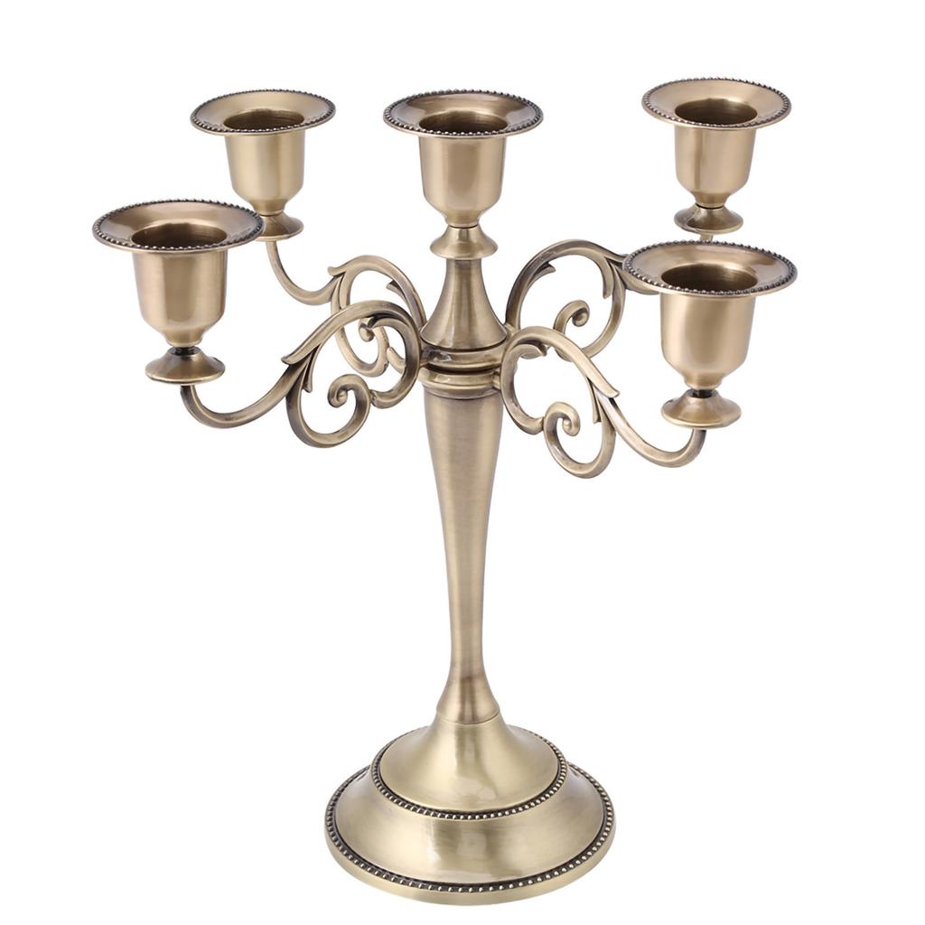 5 Arms Alloy Candle Holder European Style Candelabra Wedding Candlestick Home Decor Bronze