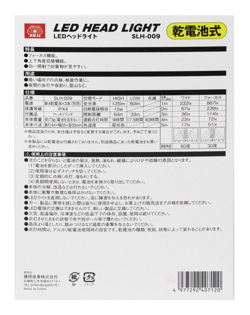 SK11 LED Headlight Battery Operated Maximum 125lm SLH-009