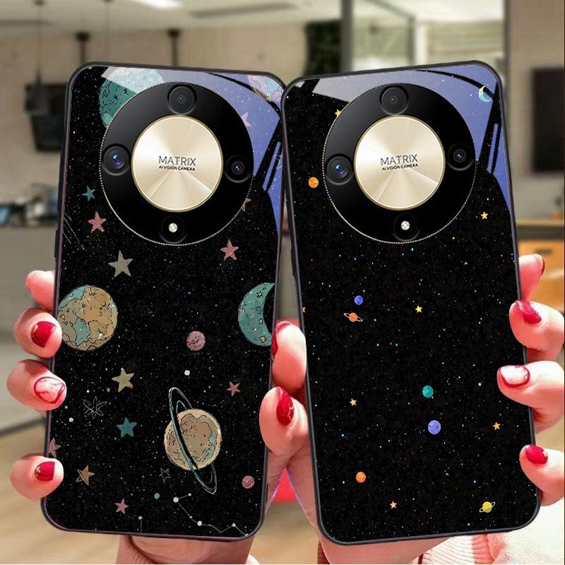 Космонавт Планета Для Honor Magic 6 50 70 90 Lite X7b 200 Pro Nova 10 Nova 5T X6 P30 Pura 70 Ultra Чехол для телефона из закаленного стекла