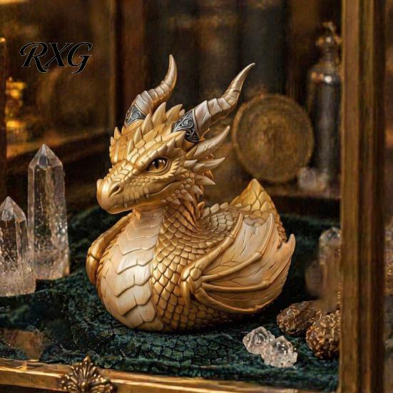 Детально проработанная фигурка утки-дракона, Коллекционная фигурка в стиле темного фэнтези, Готическая статуэтка из смолы для домашнего декора, Ручная роспись, Средневековая мифическая фигурка для комнаты,