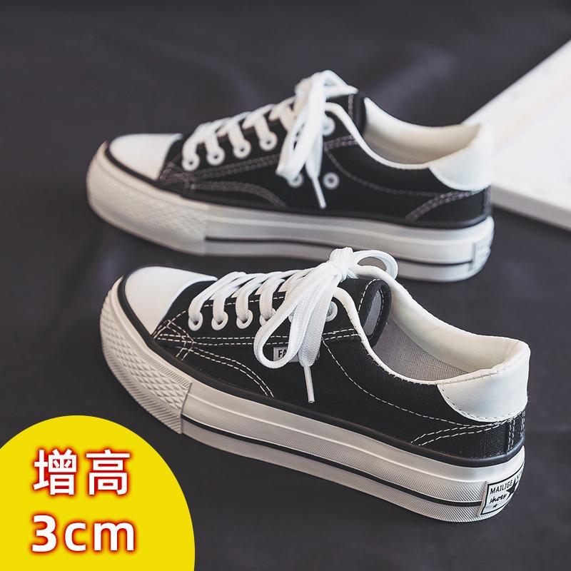 Платформенные парусиновые туфли женские новые дышащие универсальные кеды летние трендовые маленькие черные туфли маффин мода