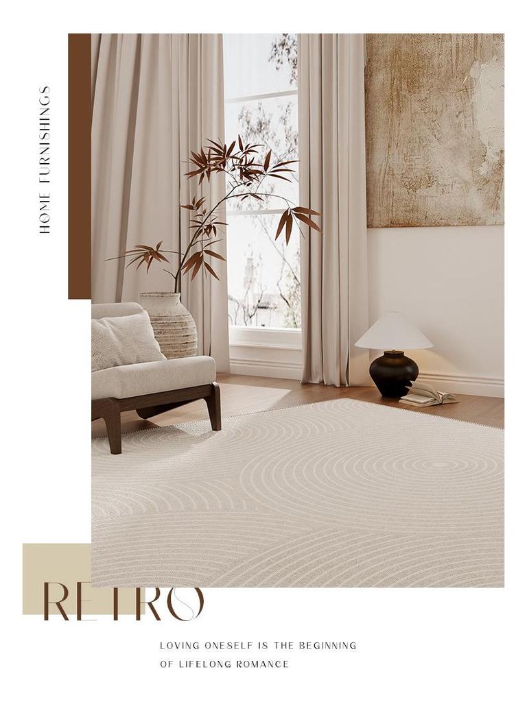 2024 Роскошный бархатный водонепроницаемый ковер для гостиной - не требует стирки, однотонный, простой дизайн, напольный коврик