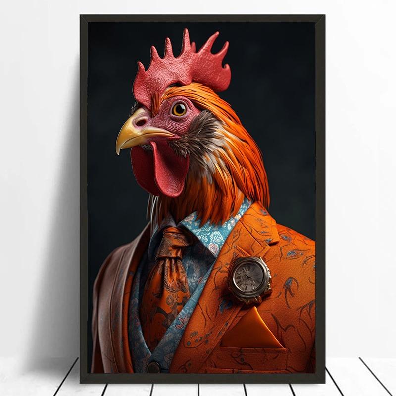 Бизнесмен Животные Костюм Стиль Арт Холст Живопись Модный Стиль Животные Фреска Настенное Искусство Постеры Картинки для Декора Гостиной