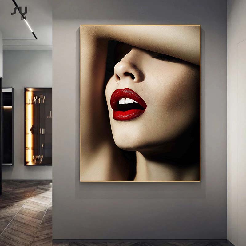 Современные сексуальные красные губы плакаты на скандинавскую тему и принты холст живопись настенные художественные картины для гостиной домашний декор Cuadros без рамки