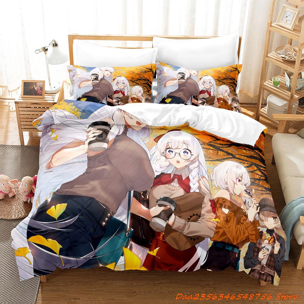 Comforter Sexy Azur Lane Sirius Bedding Set Cartoon Anime Three-Piece Set Adult Kid Bedroom Duvet Sets 3D Kawaii Girl Game Bed Set