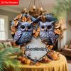 Heart-shaped Russian Wooden Welcome Sign with Owls Pattern, Unique Round Sign for Front Door, Wall Hanging Decor, Ideal Gift for Friend & Family