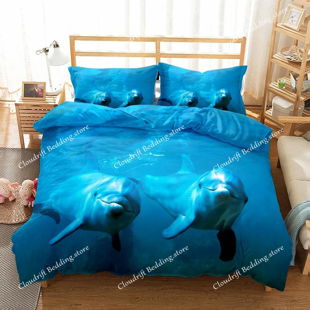 Комплект постельного белья Sunset Gaming Dolphins 3D Single Twin Double Queen King Cal King Size Комплект постельного белья