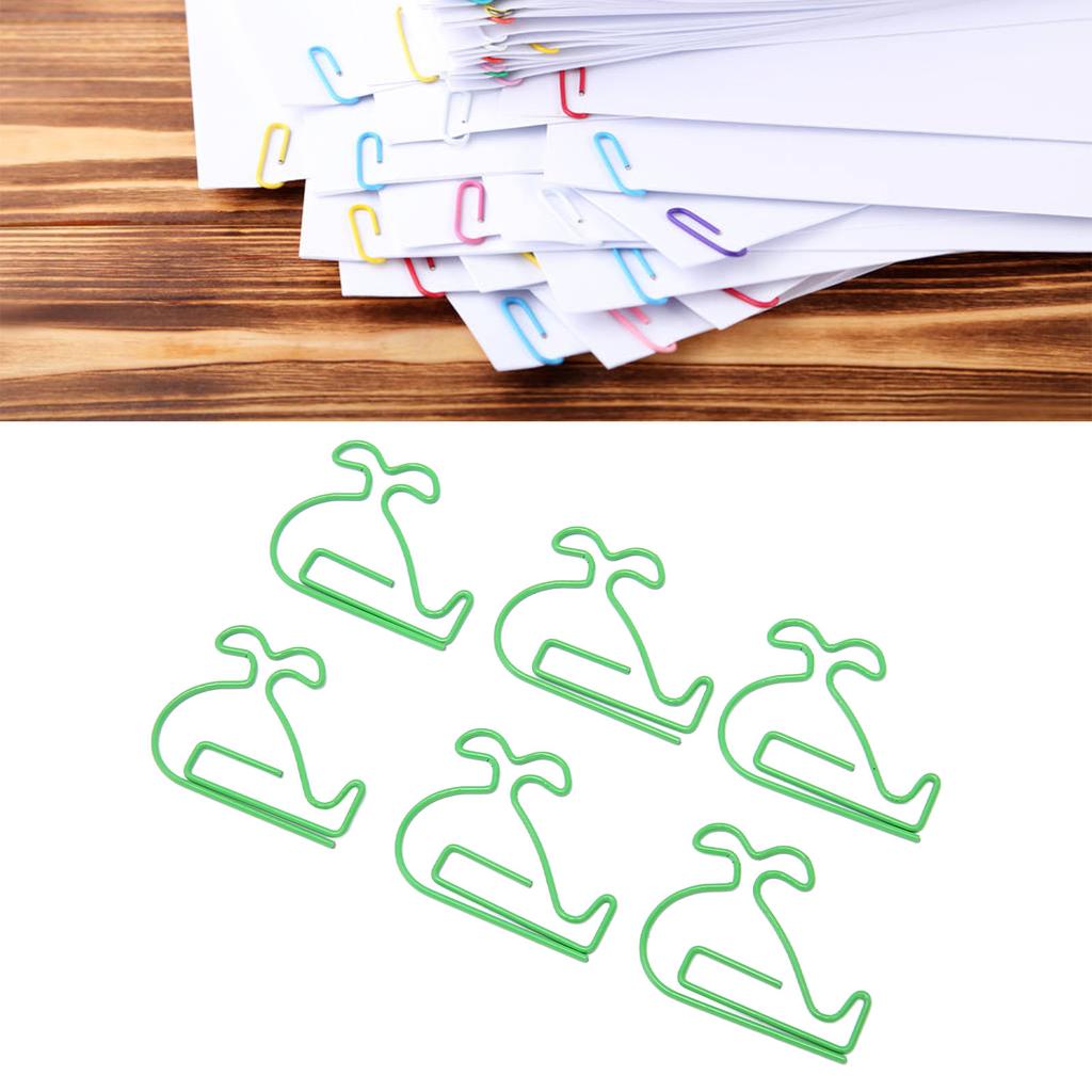 100 шт. Скрепки для бумаги, Изысканный вид кита, Противоскользящие, Милые скрепки для офиса, школы, Зеленые
