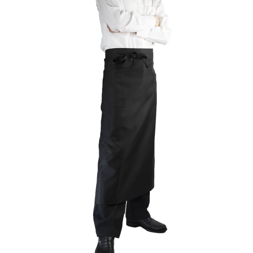 Long-Sized Apron for Commercial and Home Use (Black) - Restaurant, Kitchen, Chef, Unisex, Work, Home, and Commercial Use, Solid Color, Super Water-Rep