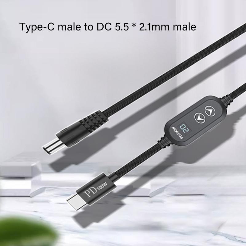 USB C Power Cord with 28 Adapters 100W Highest Efficiency Variable Power Supply DC5.5 Type C Charging Cable 120cm