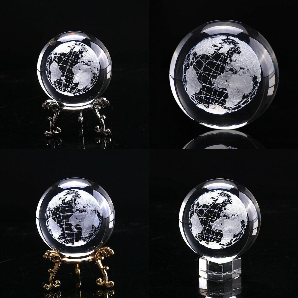Элегантный 60-мм 3D хрустальный шар, стеклянный, с лазерной гравировкой, миниатюрная сфера Земли для домашнего декора