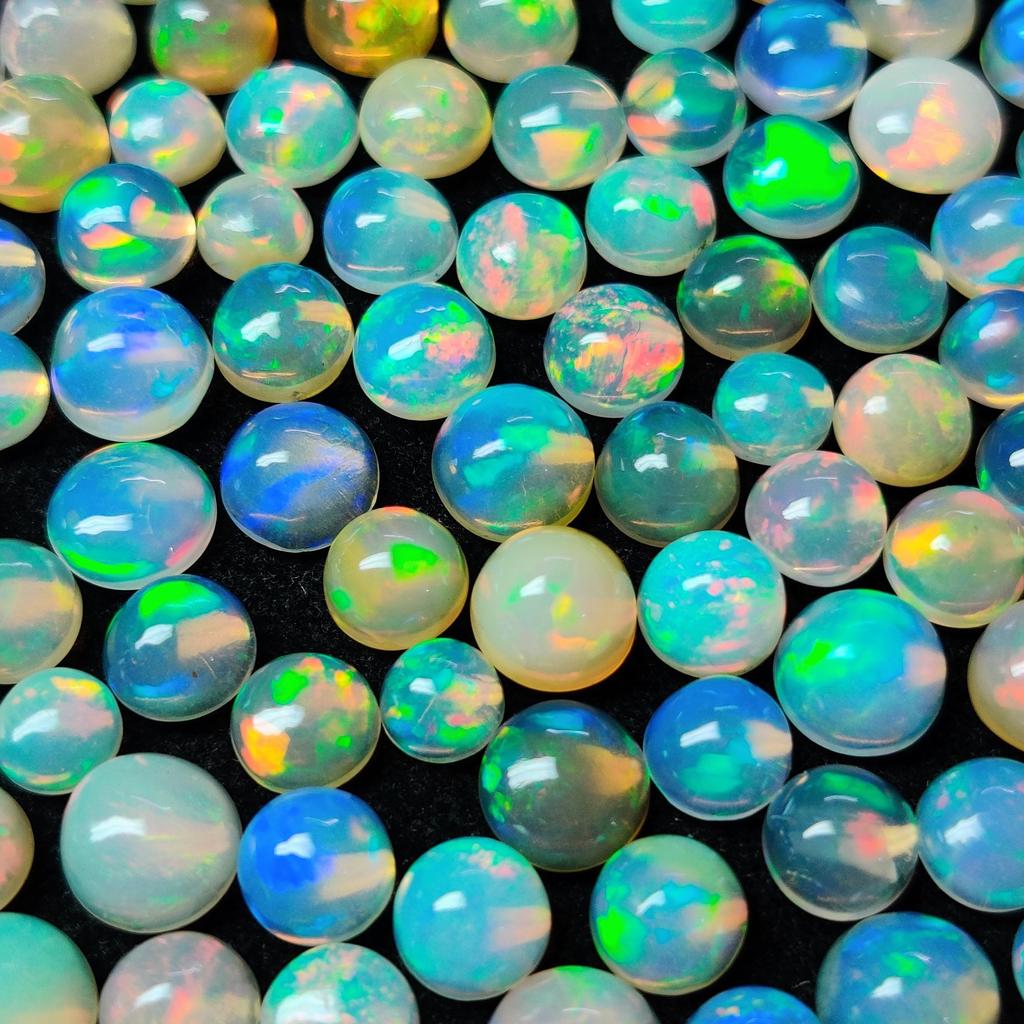 Multi Color Natural Ethiopian Round Shape Ethiopian Opal Cabochon Gemstone Bulk Lot, Loose Gemstone Lot.