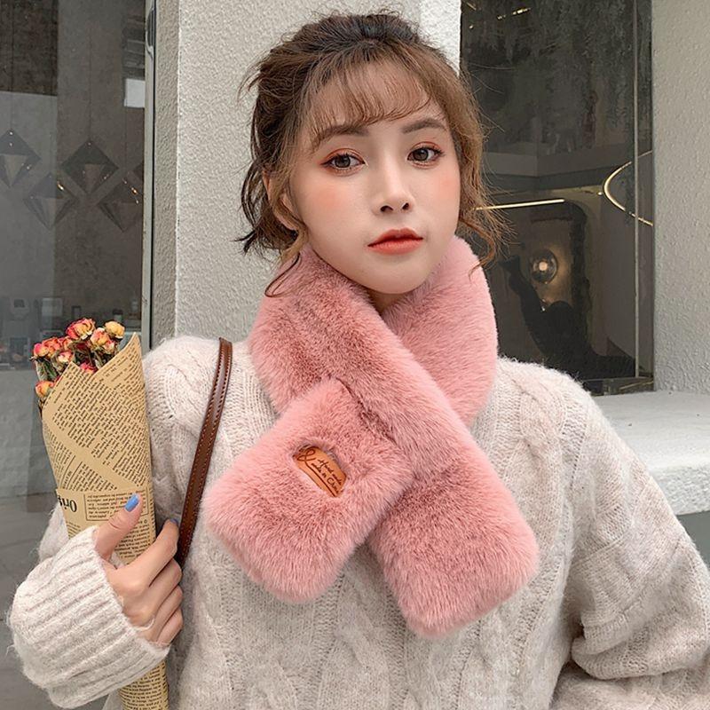 New Mao Mao Collar Scarf Winter Women's Warm Imitation Rex Rabbit Plush Scarf Neck Protection Cute Neck Cover