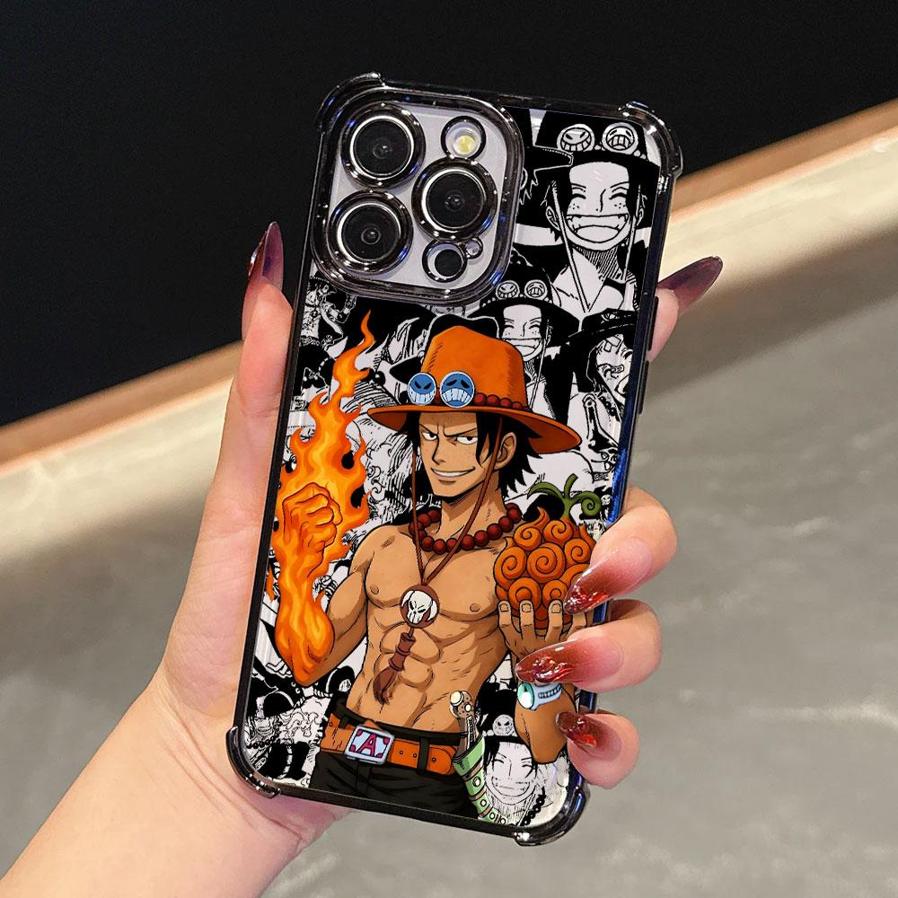 Cool Portgas D Aces Plating Phone Case For Xiaomi Redmi A7 15 A3 15C 14C K50 Note 15 14 13 12 12s Pro Plus 4G5G Anti Fall Airbag
