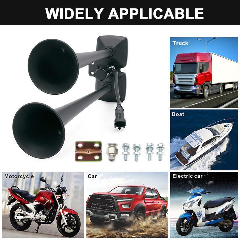 24V Car Dual Trumpet Air Horn Loud Electric Horn Solenoid Valve Loud Speaker Siren For Car Boat truck Trailer Auto Parts