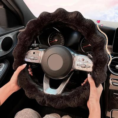 Зимний Теплый Мягкий Пушистый Плюшевый Чехол на Руль Автомобиля Милый Нескользящий Эластичный Защитный Чехол Удобная Ручка для Комфортного Вождения