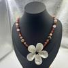 Beaded Shell Flower Necklace Ocean Style Ocean Style Neck Chain Stone Pendant Necklace  Beach