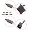 Кабель-конвертер USB на 4-контактный PWM, повышающая линия 5 В на 12 В, USB в оплетке, адаптер питания для вентилятора ПК, разъем, кабель с переключателем включения/выключения