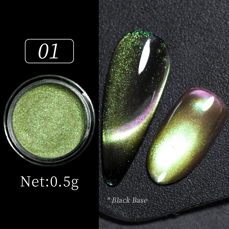 Nail Art Chameleon Cat Eye Powder, Magic Laser Polarized Chameleon Cat Eye Magnetic Powder, Сильный магнитный порошок