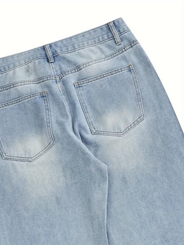 Американские винтажные джинсы свободного кроя, прямые, повседневные, модные, фирменные, вышитые, клеш