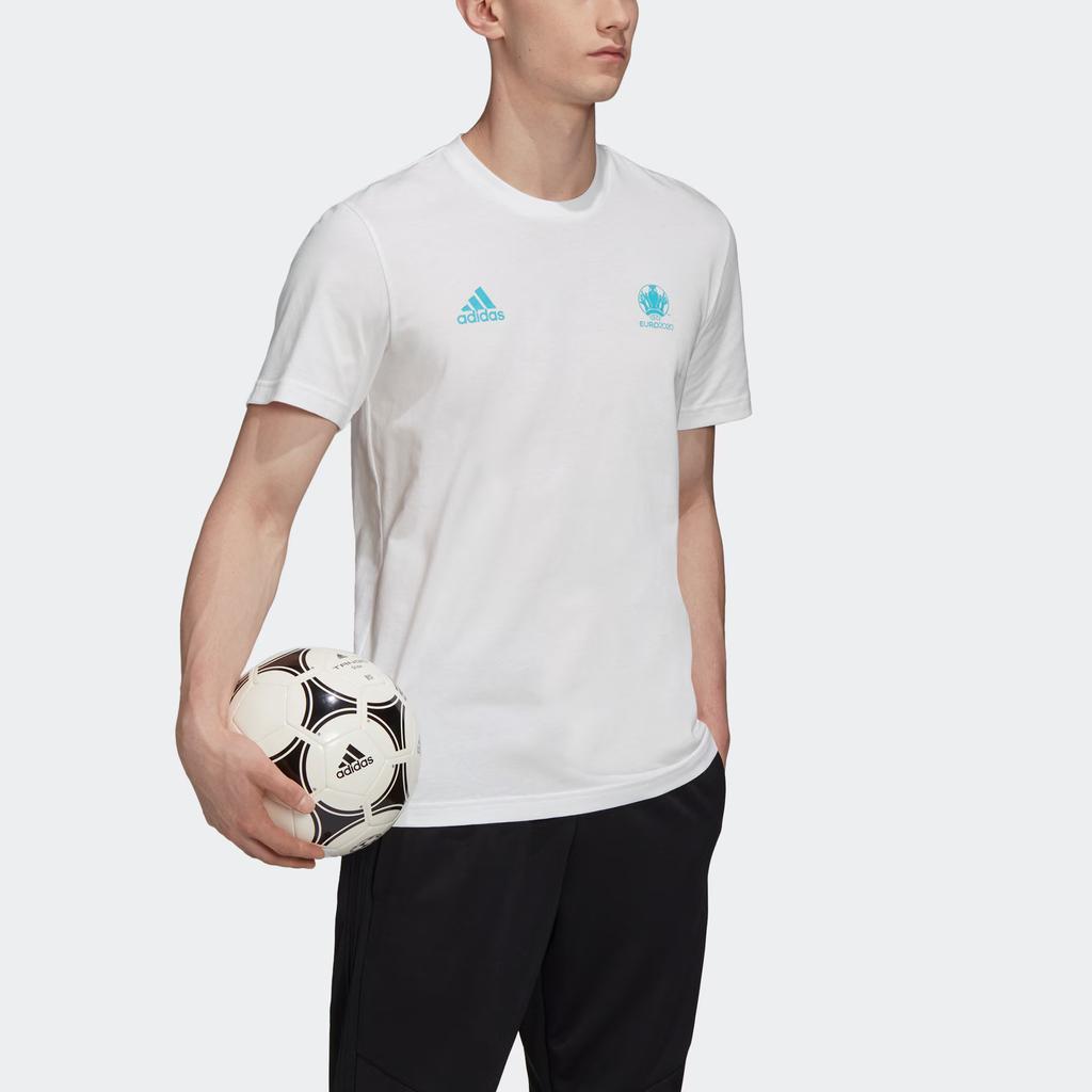 adidas Футболка с коротким рукавом и круглым вырезом с логотипом карты Евро-2020, мужская, белая FM3725