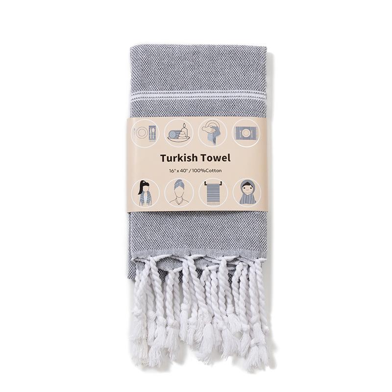 Quick Dry White Turkish Cotton Woven Square Beach Dish Towels Striped Pattern Disposable Antimicrobial Hypoallergenic