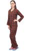 Women Check Print Pajama Pant Set With Full Sleeve Shirt Nightwer Suit -