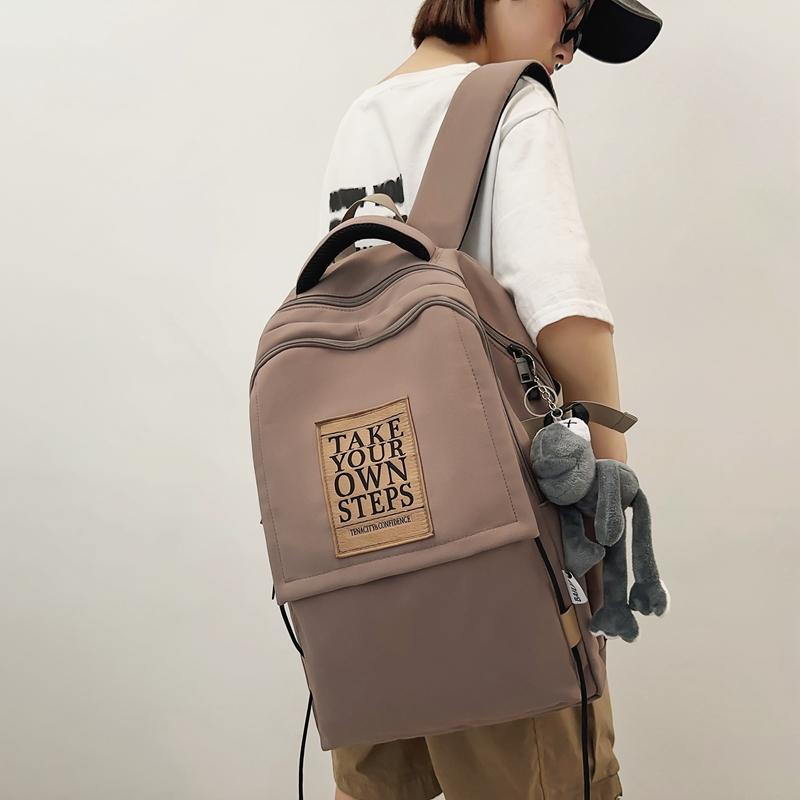 Большая вместимость школьного рюкзака для студента, женский дорожный рюкзак, однотонный мужской рюкзак с буквами