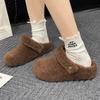 Меховые женские хлопковые тапочки на платформе, туфли на плоской подошве, мюли, зимние ботинки с открытой пяткой, женские, тренд 2025 года, новые модные, удобные, теплые, Zapatos Mujer
