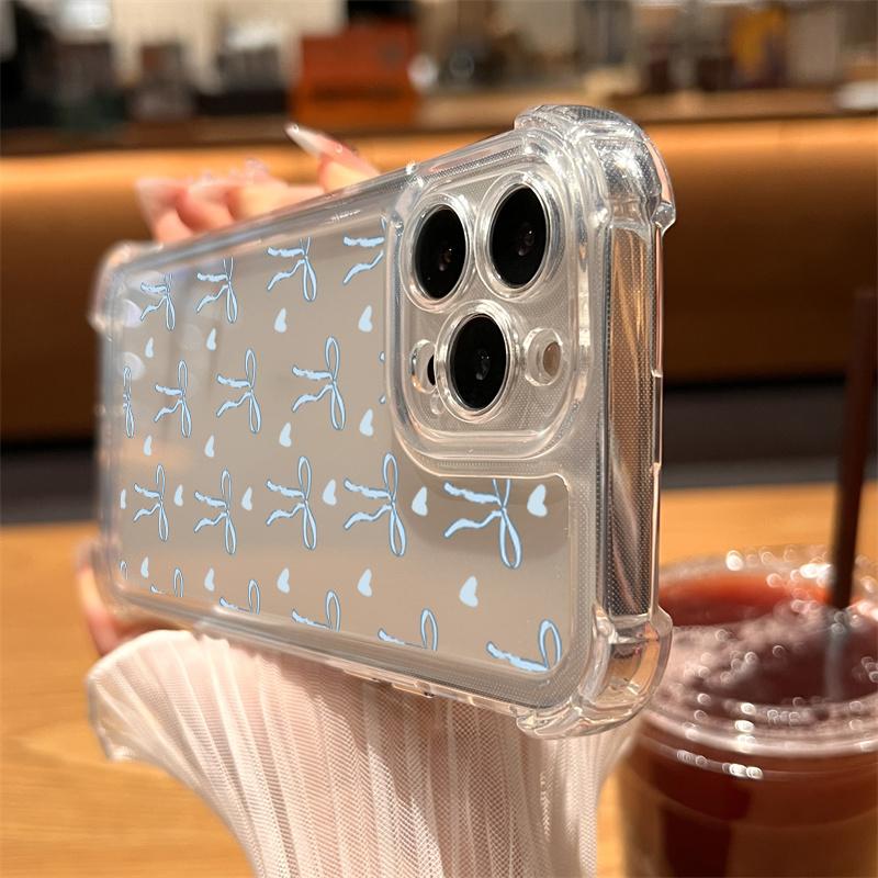 Colorful Bow Print Clear Phone Case For iPhone 16 14 13 12 11 15 Pro Max SE XR X XS 7 8 Plus Transparent Tpu Shockproof Cover