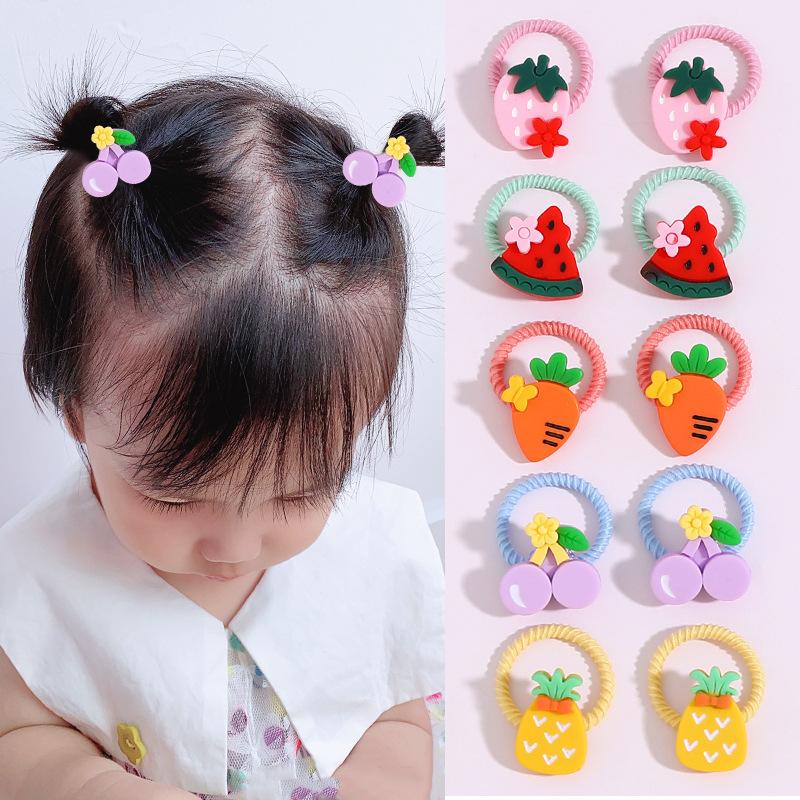 10PCS/Set 2CM Mini Cartoon Baby Girls Hair Ties Children HairBands Ponytail Elastic Rubber Band Newborn Hair Accessories