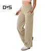 Women Yoga Pants Solid Color High Waist Wide Leg Sport Pants with Pockets Tummy Control Straight Leg Dress Pants