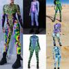 3D Digital Printing Stage Performance Costumes Adults Halloween Events Carnival Theme Party Cosplay Outfit Pretend Game Jumpsuit