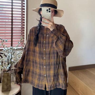 Повседневная клетчатая рубашка весна-осень повседневная мода свободная блузка топы