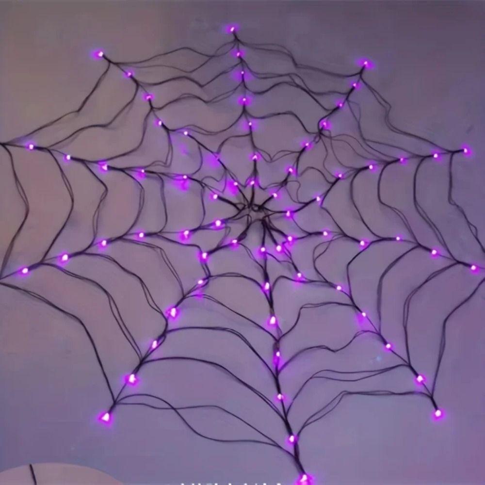 Creative Halloween LED Light String Funny Atmosphere Light Spider Web Light Prop Layout