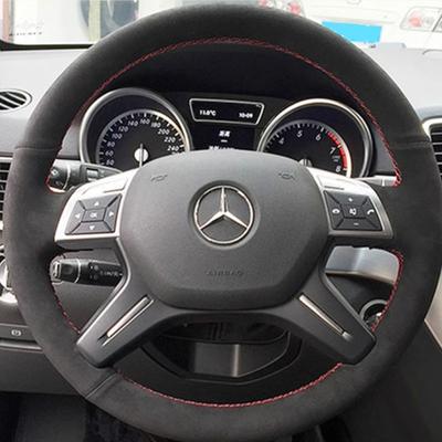 Для Mercedes Benz C180 C200 C260 E200 E260 ML320 ML360 ML400 Ручная прошивка Нескользящий Кожа замша Автомобильный Чехол на Руль