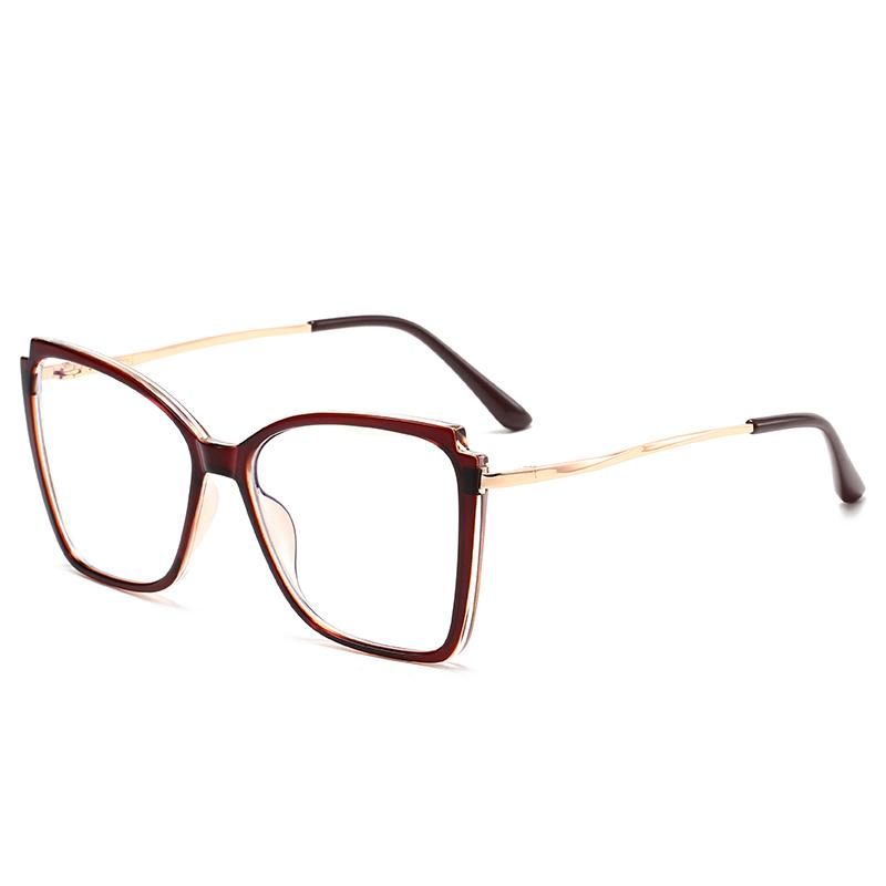 Крупная оправа Кошачий глаз Защита от синего света Металл Минус Диоптрии Очки для близорукости Диоптрии 0 -0.5 -0.75 До -6.0