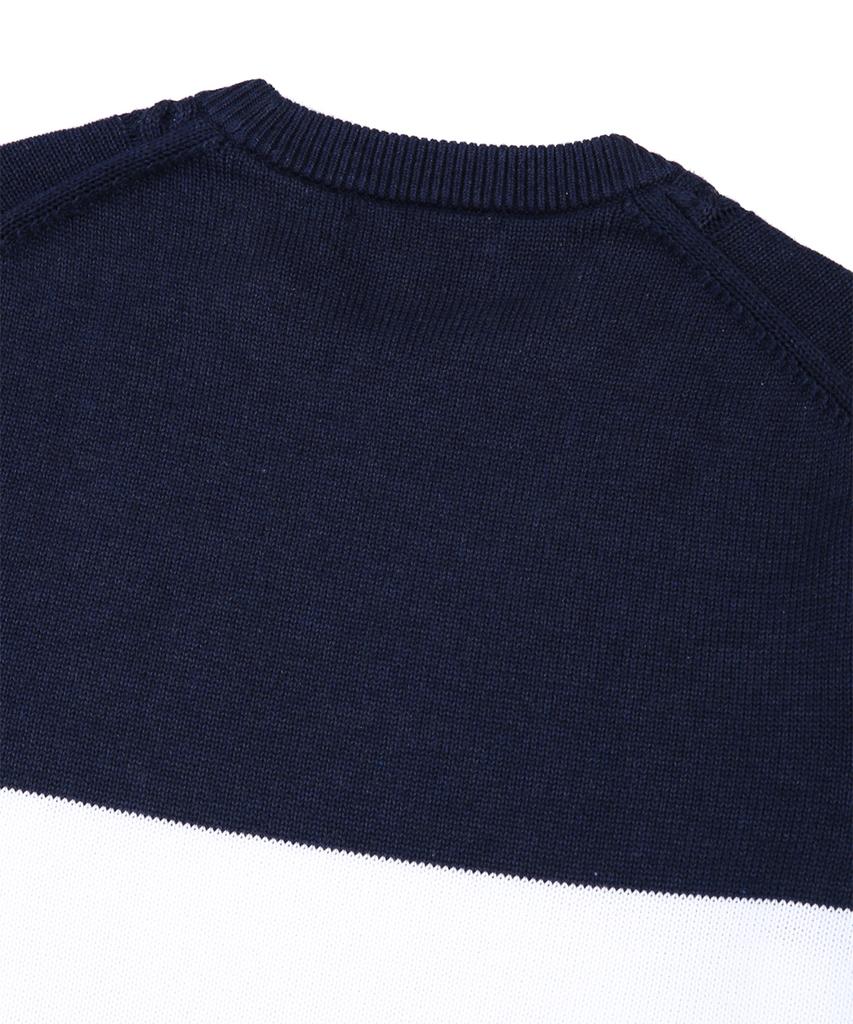 BROOKS BROTHERS Хлопковый свитер с цветовыми блоками, круглым вырезом и косами (военно-морской флот) (Bbwrmm8196Qes)