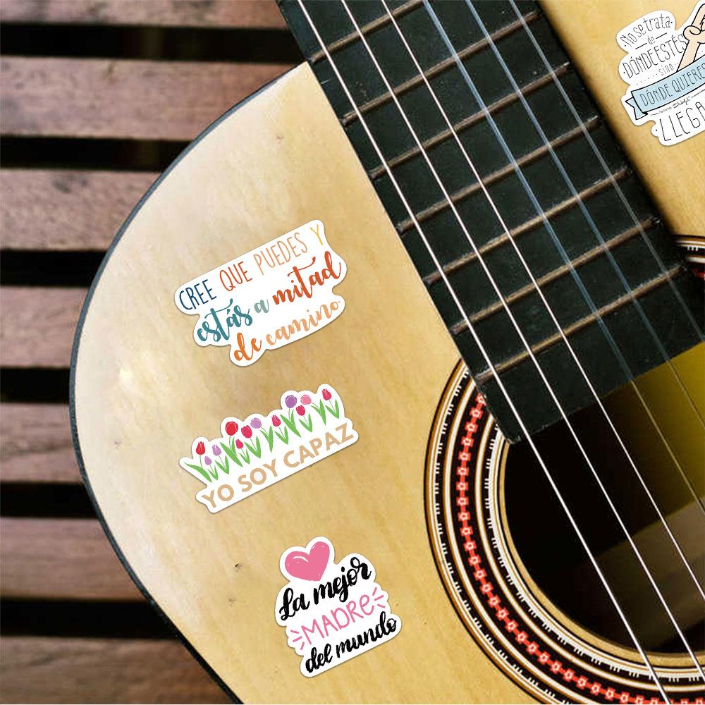 50 Spanish Inspirational Graffiti Stickers Decorate Suitcase Guitar DIY Waterproof Stickers
