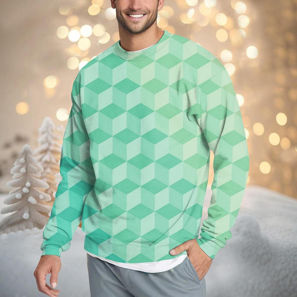 Мужская повседневная мода удобная клетчатая круглая горловина пуловер толстовка свитшот