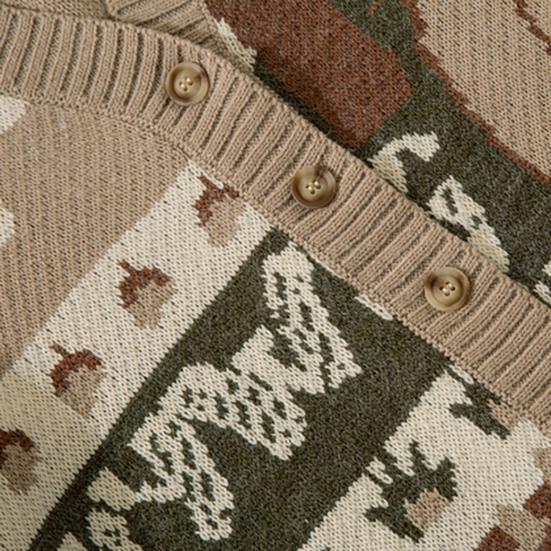 Winter Sweater Anti-pilling Print Long Sleeve Great Vintage for Daily Wear