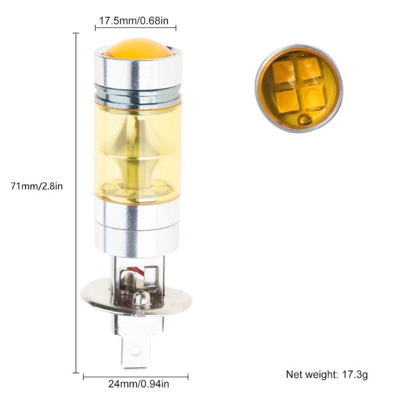 20 светодиодов ДХО Лампы для вождения в туман Лампы противотуманных фар H1 100 Вт Лампы для автомобиля 3000K Золотисто-желтые светодиодные лампы