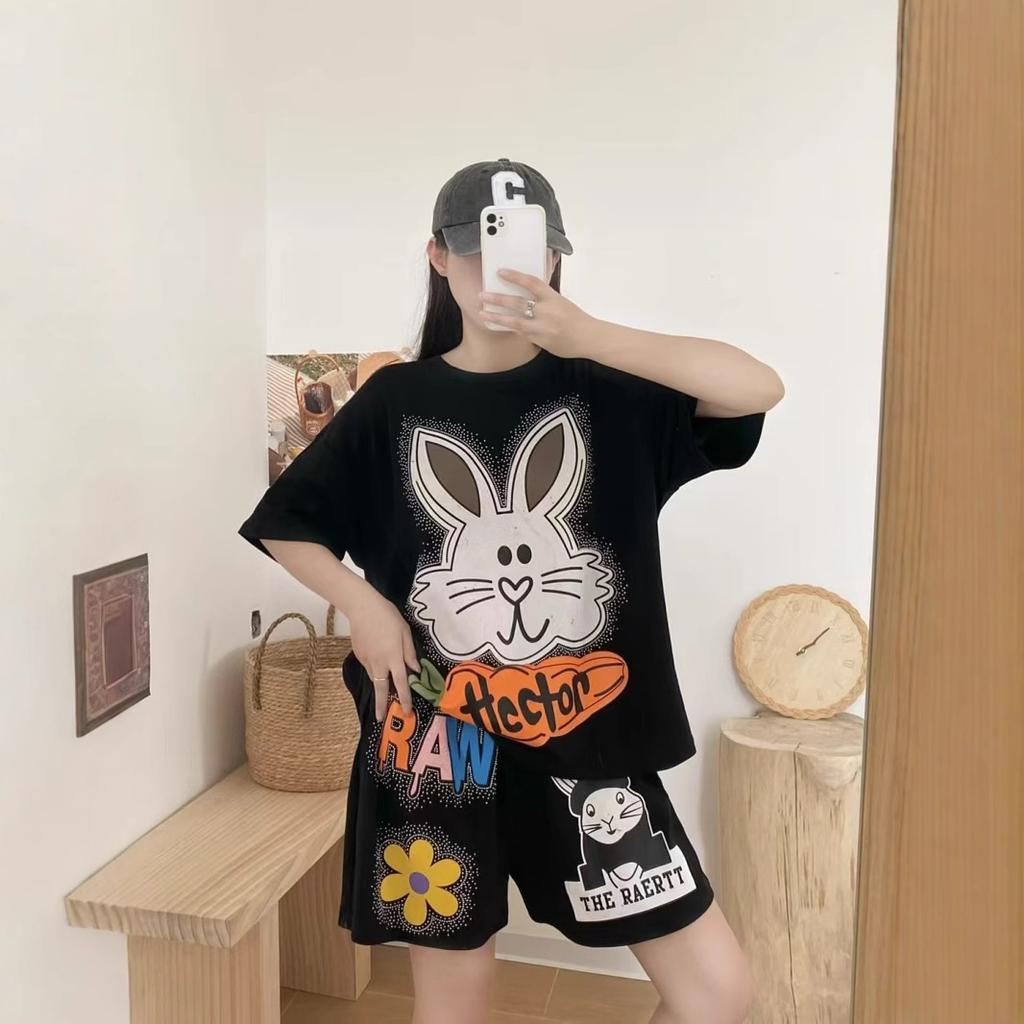 European Station Spring New Fashion Suit Casual Sports Printed T-Shirt Shorts Two-piece Set Women's Trend Brand