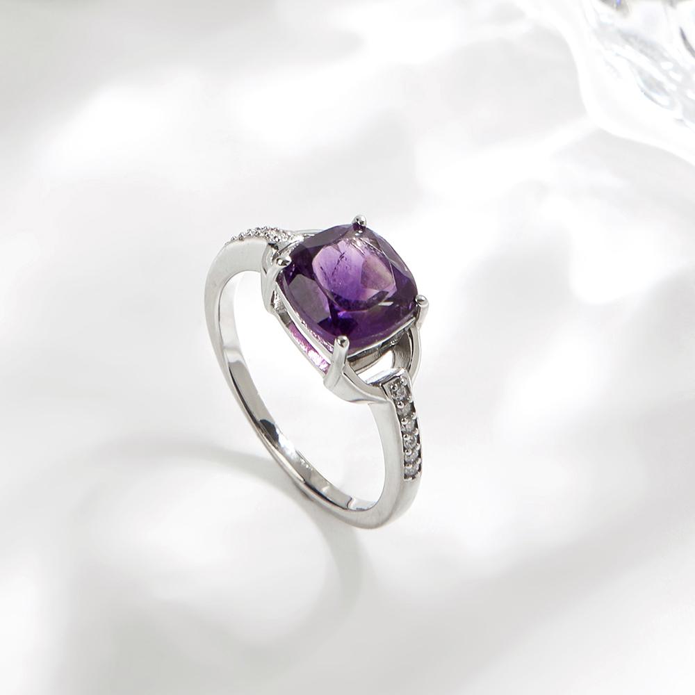 Stunning Silver Earring Ring Necklace for Women & Girls Natural Amethyst February Birthstone Jewelry Proposal Dating Love Gift