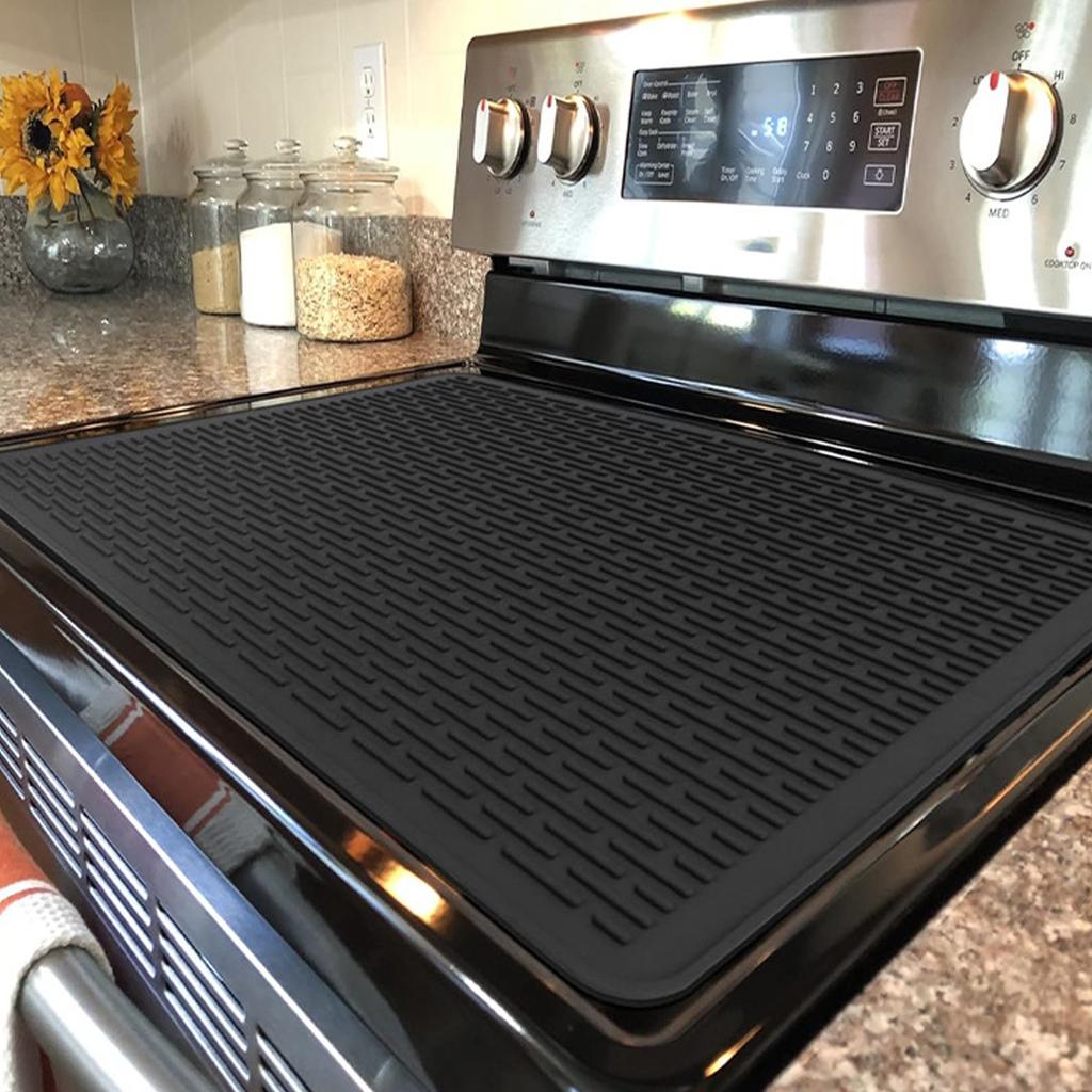 Силиконовый коврик для плиты очень большой термостойкий предотвращающий царапины нескользящий силиконовый протектор для варочной поверхности для кухни черный