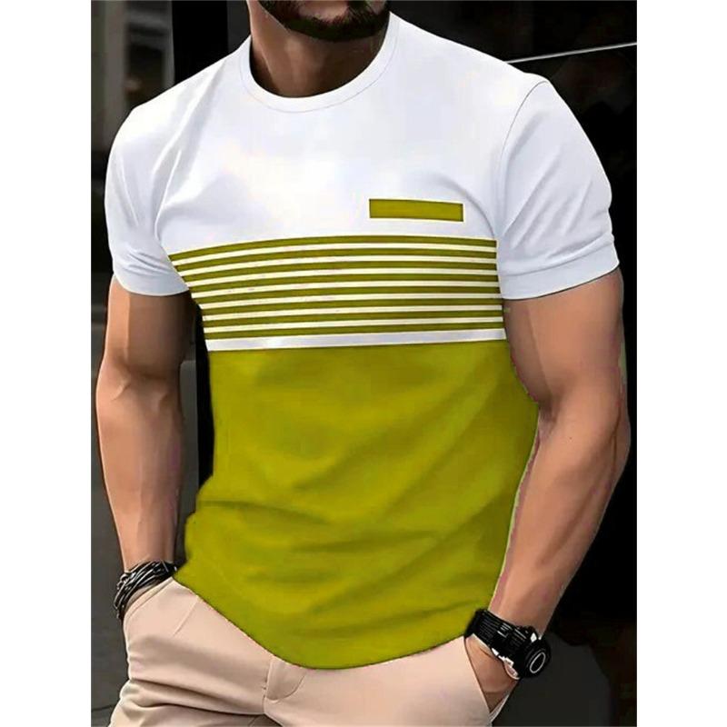 Fashion Striped Pattern Men's Short Sleeve T-Shirts Summer 3d Printed Street Trend Simple T Shirt 6XL Plus Size Casual Tops