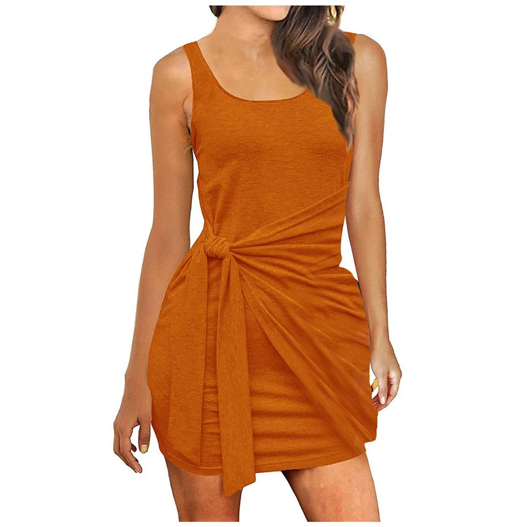 Модное женское сексуальное бандажное платье-майка в рубчик, облегающее, без рукавов